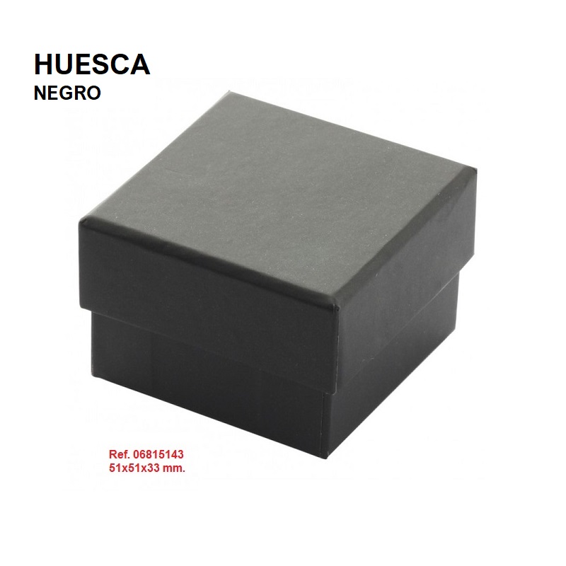 Caja HUESCA negra, sortija / pendientes 51x51x33 mm.